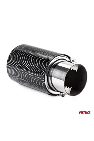 AMIO Stainless steel exhaust muffler trim with carbon look 35-50 mm, length 145 mm