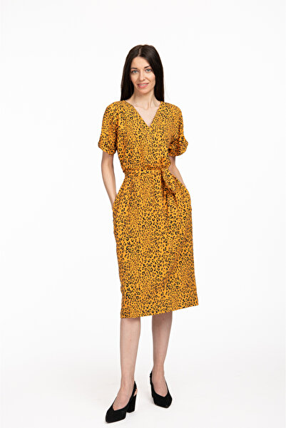 Couture de Marie Rochie dreaptă din vâscoză animal print – Arabella