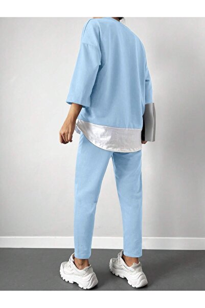 BLUSS Women's Blue Oversize Tracksuit Set - Comfortable Casual Sport Combination