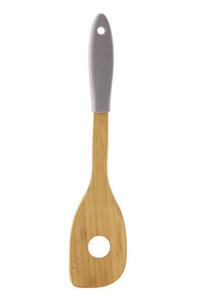 Cyclops Lingura cu orificiu Cyclops, bambus/silicon, 30 cm, Bej/Gri