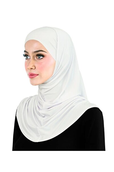 Perfectory Two Piece Hijab with Tube Cap, Easy to Wear, No Pins Required- White