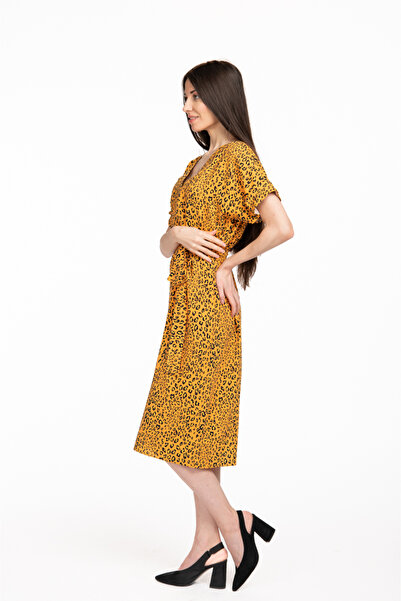 Couture de Marie Rochie dreaptă din vâscoză animal print – Arabella