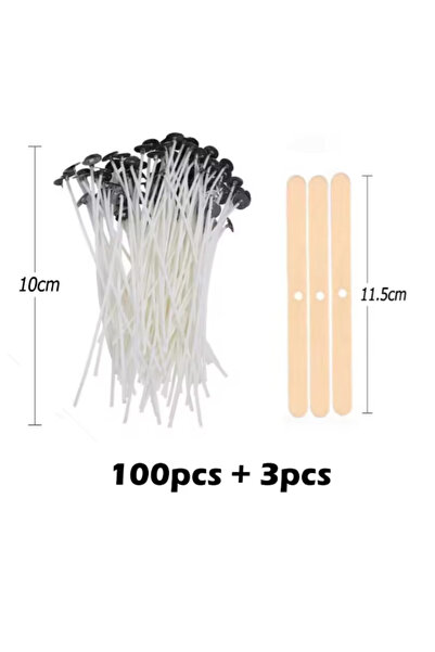 Choice مجموعة من 100 قطعة من فتائل الشموع القطنية المشمعة بطول 10 سم مع حامل،...