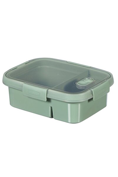 CURVER Food box with 2 compartments and Smart To Go valve, 0.6L + 0.3L, Green/Transparent