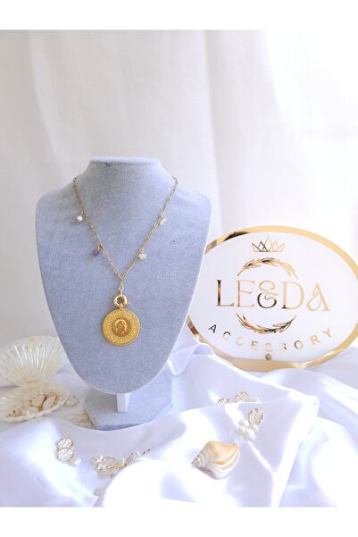 LE&DA Accessory Gemici Kilitli, Doğal Taşlı kolye, Çelik Ataç Zincirli (Altın fiyata dahil değildir)