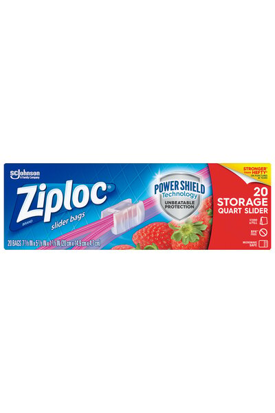 ziploc أكياس تخزين منزلقة سعة ربع جالون، مقاس 20 سم × 14.9 سم × 4.7 سم | 20 ق...