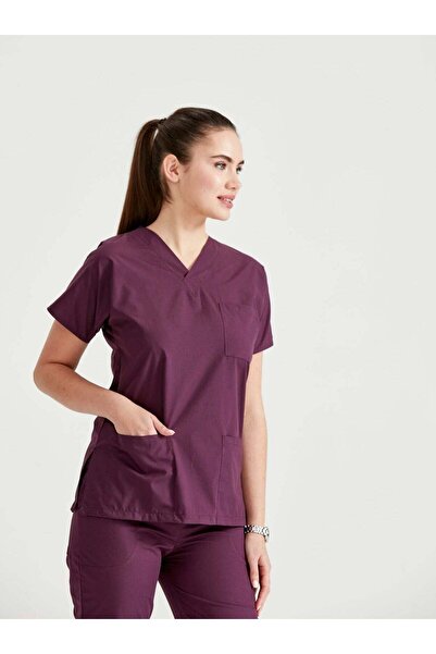 DEMOTEKS Uniforma Scrub Top Bluza Medicala Classic Grena Unisex - Sour Cherry
