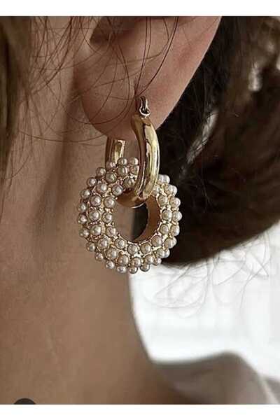 GİS JEWELRY Küçük İncili Kararmaz Çelik Küpe