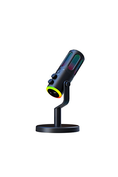 Choice ميكروفون ألعاب احترافي أسود مع حامل ميكروفون مكثف سلكي RGB USB للكمبيوتر المحمول والبث المباشر