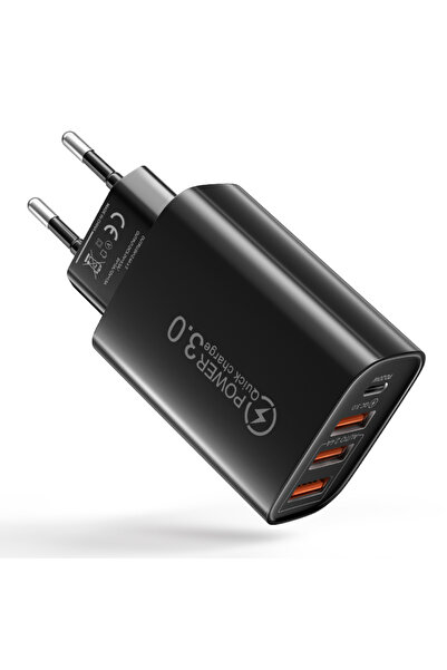 Choice شاحن USB أسود 48 وات من الاتحاد الأوروبي QC 3.0 من النوع C PD شحن سريع...