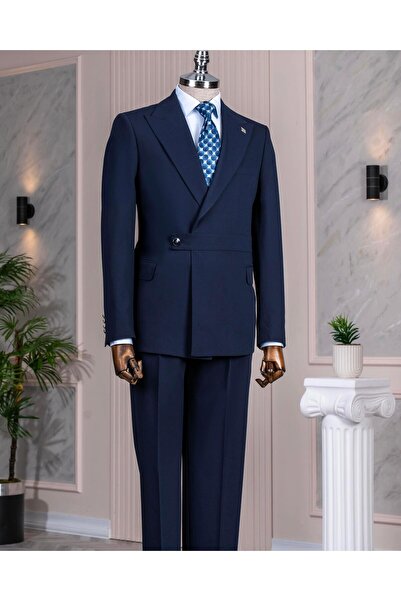 TerziAdemAltun Italian Style Slim Fit Jacket Pantalon Suit Navy Blue T14382
