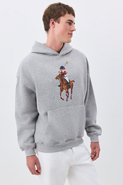 Trendiz Unisex Teddy Horse Sweatshirt Gray Melange
