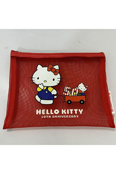 Miniso A Kawaii Charm Net Fabric Hello Kitty Makeup Bag Storage Portable Cute Korean Japanese Aesthetic He.
