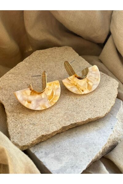 nunu takı Kahve Desenli Yarım Tekerlek J Küpe