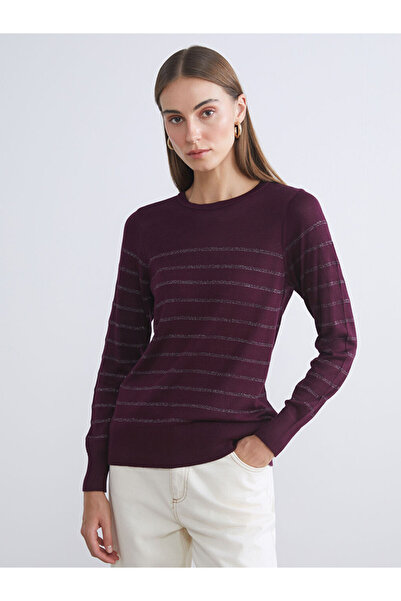 LC Waikiki Блестящи селекции от Shining Store | Дамски пуловер с райета и велосипедна деколте