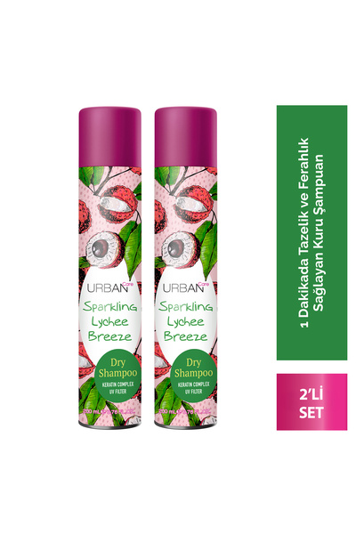 Urban Care Sparkling Lychee Breezee Hacimlendirici Kuru Şampuan Seti 2x200ml- Vegan - Uv Korumalı