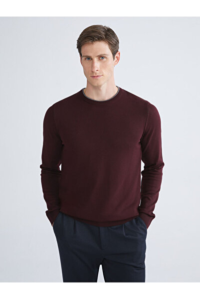 LC Waikiki Claret Red Crew Neck Men's Knitwear Sweater