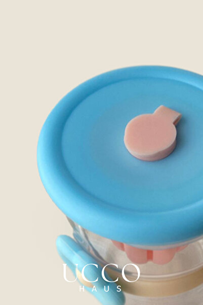 UCCO 500ml Daisy Patterned Glass Detox Thermos Flask with Straw - Water, Soft Drink, Lemonade Cup 607C