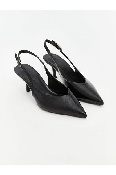 LC Waikiki Black Leather Look Women's Heeled Shoes