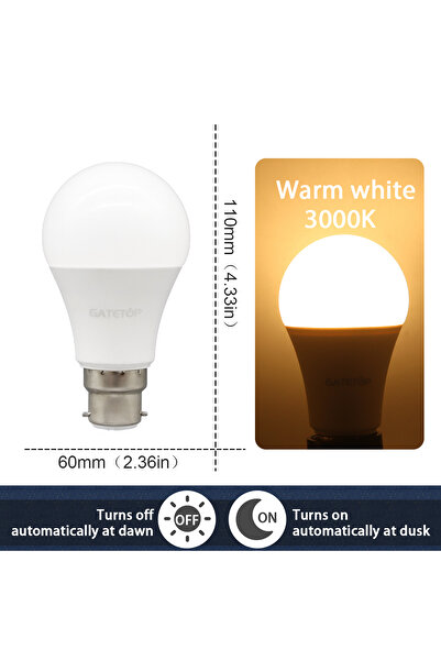Choice AC100-240V 10W B22 3000K 1 قطعة لمبة LED مزودة بمستشعر ضوء لمبة AC 220...