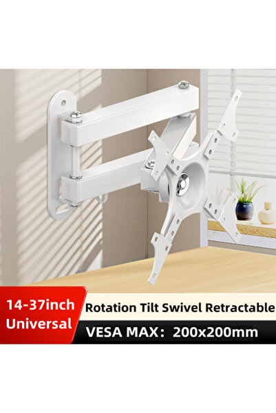 Choice White 14-37inch Retractable Universal TV Mounts Wall Mount Bracket Loa...