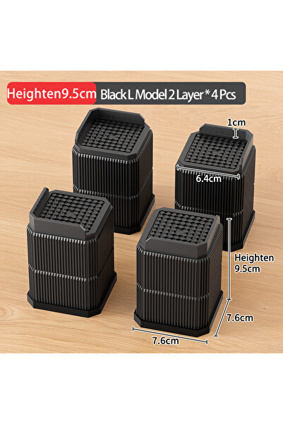 Choice رافعات أثاث قابلة للتعديل، مقاس XL أسود، 4 قطع - تحمل حمولة عالية، مضا...