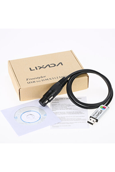 Choice محول واجهة Lixada USB إلى DMX أسود LED DMX512 جهاز كمبيوتر PC وحدة تحكم إضاءة المسرح مخفت الإضاءة