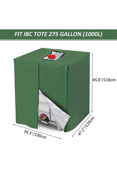 Choice 120x100x116cm Green 1pc 210D Outdoor Zipper IBC Tote 275 Gallon 1000L ...