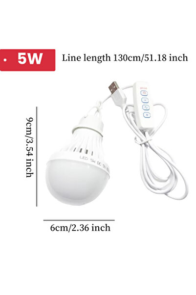 Choice مصباح تخييم LED 5 وات 3 ألوان 5 فولت بمنفذ USB مصباح طوارئ 3 ألوان قاب...