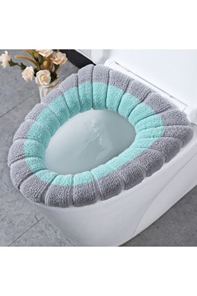 Choice3 غطاء مقعد المرحاض باللون الرمادي والأخضر قطعة واحدة قابل للغسل ووسادة...