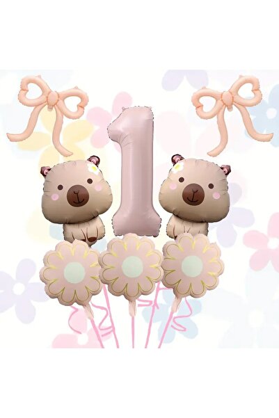 DÜVENCİ TİCARET Papatya Kapibara folyo balonlu 6 lı yaş balon set