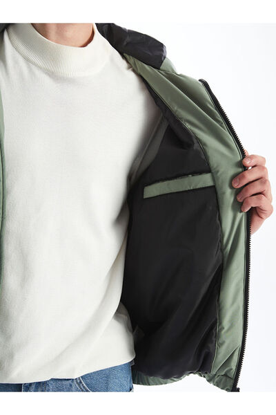 LC Waikiki Haki Rahat Kalıp Kapüşonlu Erkek Orta Kalın Mont