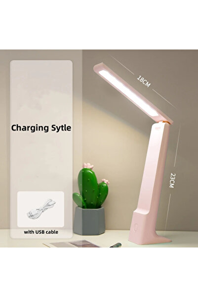 Choice مصباح مكتبي قابل للطي بشحن LED وردي وشحن USB وتحكم باللمس وقابل للتعتي...