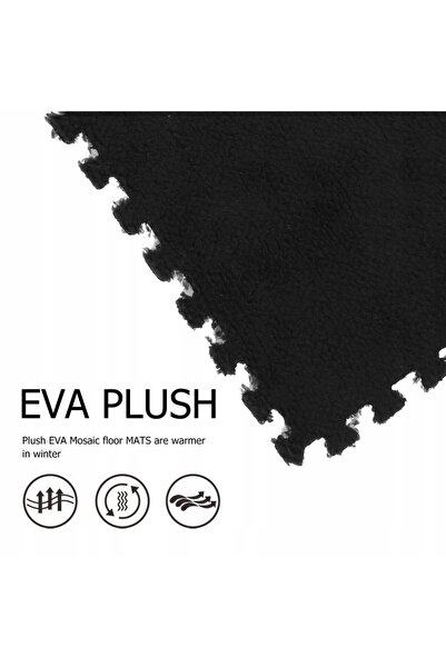 dalip Set of 10 Puzzle Mats, Flippy, EVA Foam, 30x30x1 cm, Black