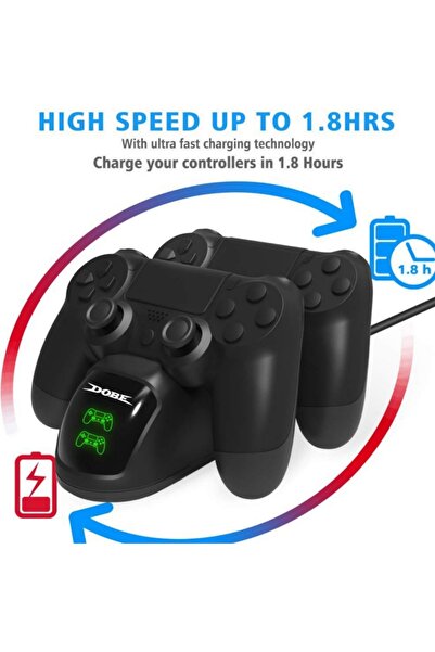 Choice شاحن LED لاسلكي أسود لجهاز PS4 PS4proPS4slimPS4 شاحن عالمي لجهاز التحك...