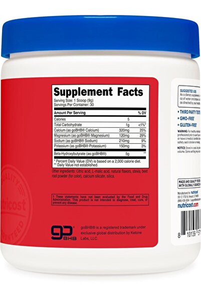Nutricost BHB Salts Drink Mix (30 Servings, Fruit Punch Flavored)