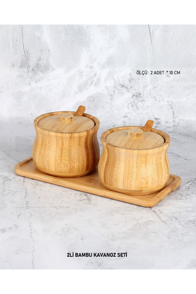 zezedesing 2Li Bambu Kaşıklı Kavanoz Seti