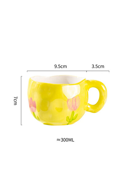 Choice 301-400 مل كوب سيراميك غير منتظم على الطراز الكوري 300 مل مزين بزهرة ص...