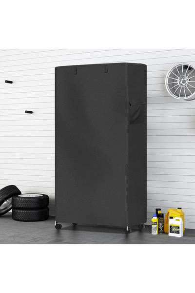 Choice 92x61x183 سم أسود 1 قطعة غطاء رف معدني خارجي - شبكة تخزين مقاومة للماء...