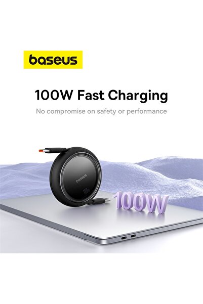 Baseus كابل USB C قابل للسحب من النوع C إلى النوع C بطول 1 متر باللون الأسود x FC Bayern Munich بقوة 100 وات لأجهزة iPhone 15 16 Ma