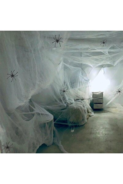 Richonour Set of 35 Halloween spiders and web Richonour, plastic/polyester, black/white