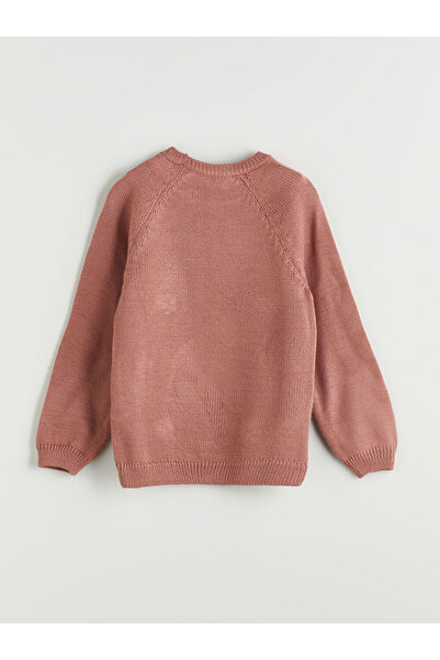 LC Waikiki Pink Crew Neck Girl's Knitwear Sweater