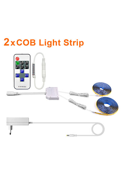 Choice شريط إضاءة LED COB أبيض دافئ بطول متر واحد، قطعتان، قابس أوروبي، 220 ف...