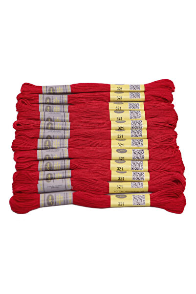 Choice 6 Strands 321 Red and Pink Color 12 Skeins Set 8 Meters Mercerized Egy...
