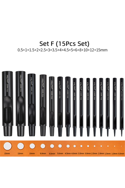 Choice مجموعة F (15 قطعة) WUTA 1-10 قطع مجموعة أدوات ثقب الجلد المطلية بالتيت...