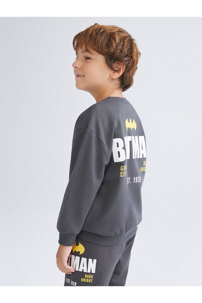 LC Waikiki Anthracite Crew Neck Printed Boys' Tracksuit Set