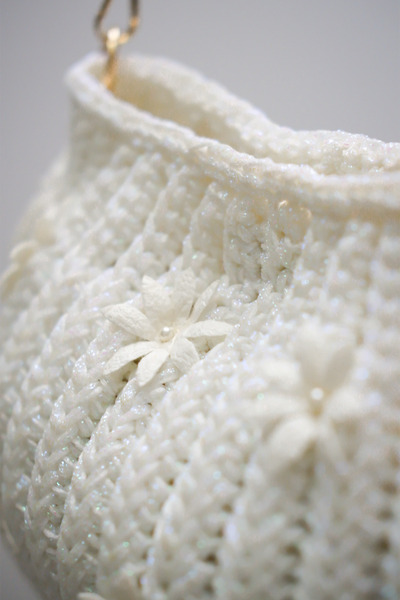 Hafagi Art El Emeği Örme Beyaz İnci Çanta