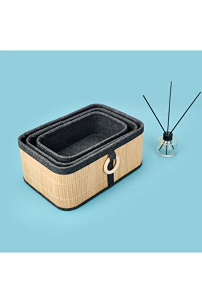 MATMEL Living 3-Piece Bamboo Basket - Brown / Gray