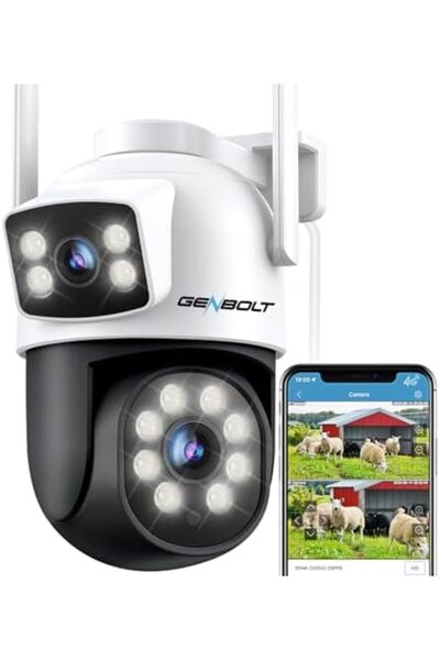 GENBOLT 3G/4G LTE Security Camera Outdoor No WiFi, Dual Lens Cellular CCTV Camera with Sim Card, Plu