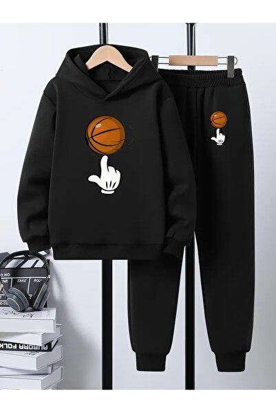 SVART WEAR Детски комплект с качулка и спортен екип с принт, 3-слоен шерпа за...